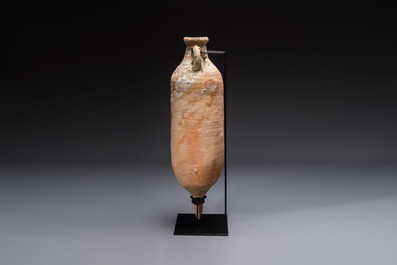 A large Roman pottery wine or fish oil transport amphora with marine encrustation, North Africa, 4/5th C.