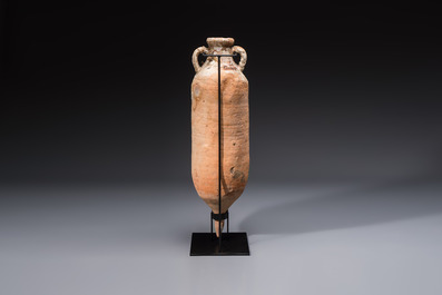A large Roman pottery wine or fish oil transport amphora with marine encrustation, North Africa, 4/5th C.