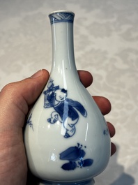 A Chinese blue and white 'Playing Boys' bottle vase, Kangxi