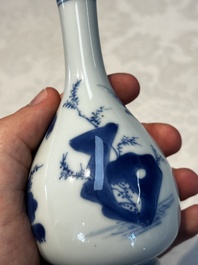 A Chinese blue and white 'Playing Boys' bottle vase, Kangxi