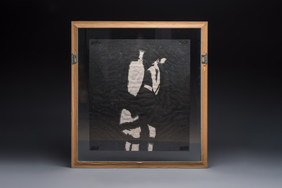 Ting Shao Kuang (b. 1939, attr. to): 'Beauty with Buffalo and Crane' and 'Two Beauties Carrying Bamboo Baskets', mixed techniques, 20th C.