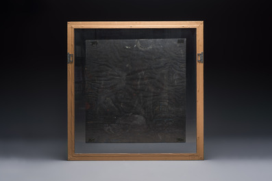 Ting Shao Kuang (b. 1939, attr. to): 'Seated Beauty before a Classical Mural', mixed techniques, 20th C.