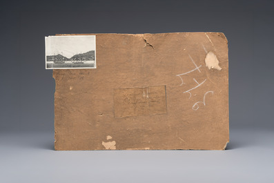 Kawahara Keiga 川原慶賀 (Japan, 1786-1860): 'Two Dutch Vessels Anchored off Nagasaki Bay', gouache on silk, seal mark, 19th C.