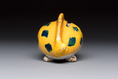 A polychrome Dutch Delft 'Wild Boar' money bank, 18th C.