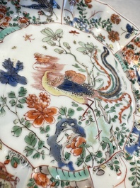 Two Chinese famille verte cups and four saucers, lingzhi and jade marks, Kangxi