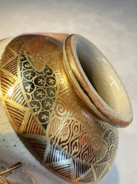 A Japanese Satsuma bowl, a pair of vases, a polychrome figure, and a marked Koransha bowl, 19/20th C.