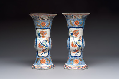 An exceptional polychrome Dutch Delft five-piece garniture in Chinese Kangxi style, first quarter 18th C.