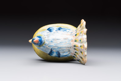 A polychrome Dutch Delft 'Peacock' cover, 18th C.