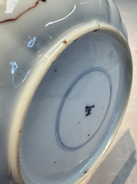 Two Chinese famille verte cups and four saucers, lingzhi and jade marks, Kangxi