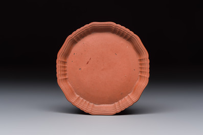 An English 4-piece engine-turned redware tea service, pseudo-Chinese marks, 2nd half 18th C.