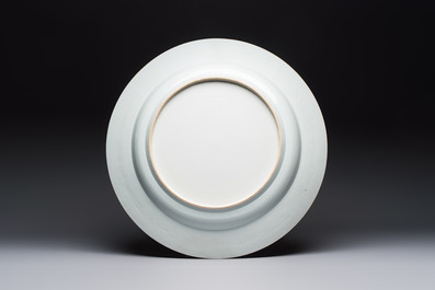 A massive Chinese blue and white 'Music-Making Scholars' dish, Yongzheng