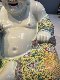 A Chinese famille rose Milefo Buddha, Ye Yunhong Zao 葉運紅造 mark, Republic