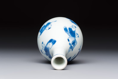 A Chinese blue and white 'Playing Boys' bottle vase, Kangxi