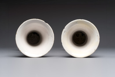 An exceptional polychrome Dutch Delft five-piece garniture in Chinese Kangxi style, first quarter 18th C.