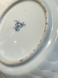 Seven Chinese famille verte cups and four saucers, conch shell and lingzhi marks, Kangxi