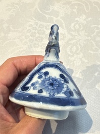 A rare Chinese blue and white five-piece garniture in Dutch Delft style, Kangxi mark, 19th C.