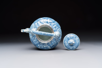 A silver-mounted Chinese blue and white wine pot, Wanli