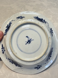 Two Chinese famille verte cups and four saucers, lingzhi and jade marks, Kangxi