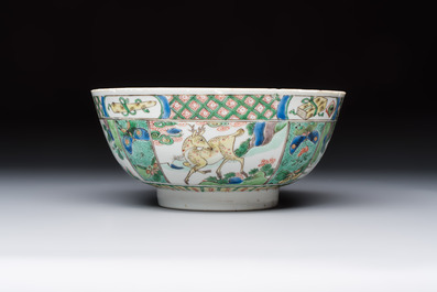 A Chinese famille verte 'Mythical Beasts' bowl, Lu Yi Tang 菉漪堂 mark, Kangxi