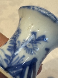 A small Chinese blue and white covered vase and a miniature salt, Kangxi