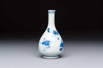 A Chinese blue and white 'Playing Boys' bottle vase, Kangxi