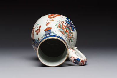 A magnificent polychrome Dutch Delft chinoiserie ewer, first quarter 18th C.