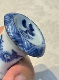 A small Chinese blue and white covered vase and a miniature salt, Kangxi