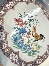 A Chinese famille rose 'Rooster' plate, Yongzheng mark and of the period