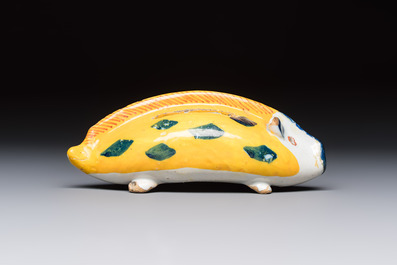 A polychrome Dutch Delft 'Wild Boar' money bank, 18th C.