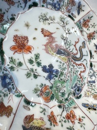 Two Chinese famille verte cups and four saucers, lingzhi and jade marks, Kangxi