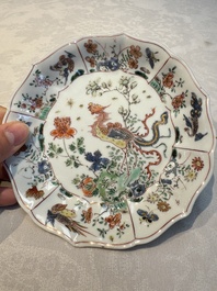 Two Chinese famille verte cups and four saucers, lingzhi and jade marks, Kangxi