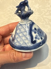 A rare Chinese blue and white five-piece garniture in Dutch Delft style, Kangxi mark, 19th C.