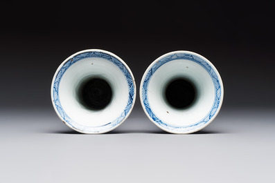 A Chinese blue and white five-piece garniture with floral design, Kangxi