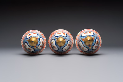 An exceptional polychrome Dutch Delft five-piece garniture in Chinese Kangxi style, first quarter 18th C.
