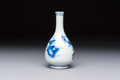 A Chinese blue and white 'Playing Boys' bottle vase, Kangxi