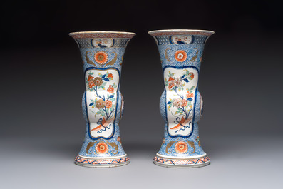 An exceptional polychrome Dutch Delft five-piece garniture in Chinese Kangxi style, first quarter 18th C.