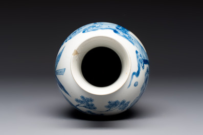 A Chinese blue and white 'Elegant Beauties' vase, Jiajing mark, Kangxi