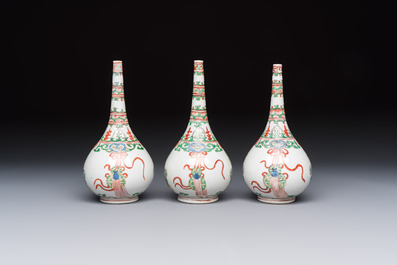 Three Chinese famille verte rosewater sprinklers, Kangxi