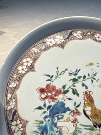 A Chinese famille rose 'Rooster' plate, Yongzheng mark and of the period