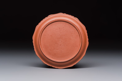 An English 4-piece engine-turned redware tea service, pseudo-Chinese marks, 2nd half 18th C.