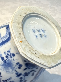 A rare Chinese blue and white five-piece garniture in Dutch Delft style, Kangxi mark, 19th C.
