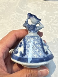 A rare Chinese blue and white five-piece garniture in Dutch Delft style, Kangxi mark, 19th C.