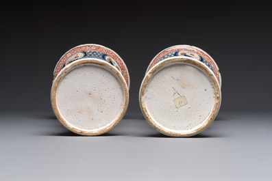 An exceptional polychrome Dutch Delft five-piece garniture in Chinese Kangxi style, first quarter 18th C.