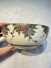 A Japanese Satsuma bowl, a pair of vases, a polychrome figure, and a marked Koransha bowl, 19/20th C.
