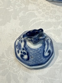A rare Chinese blue and white five-piece garniture in Dutch Delft style, Kangxi mark, 19th C.