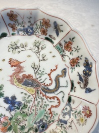 Two Chinese famille verte cups and four saucers, lingzhi and jade marks, Kangxi