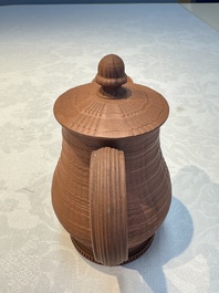 An English 4-piece engine-turned redware tea service, pseudo-Chinese marks, 2nd half 18th C.