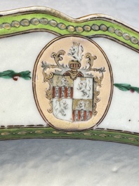 A Chinese famille rose serving dish, a covered tureen and stand with the arms of Peter van Hemert for the Danish market, Qianlong, ca. 1780