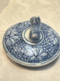 A silver-mounted Chinese blue and white wine pot, Wanli