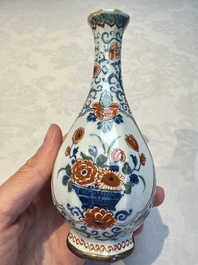 Three polychrome Dutch Delft cashmere palette bottle vases, first quarter 18th C.